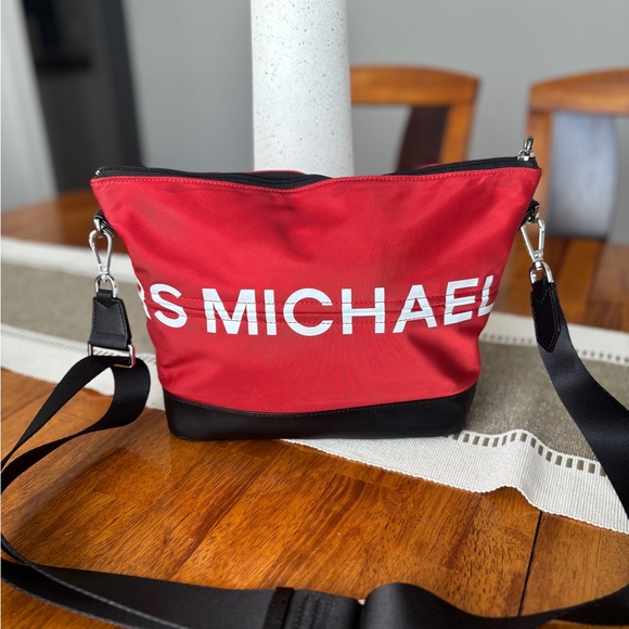 Michael Kors Red and Black Crossbody Nylon Messenger Bag - Picture 6 of 8